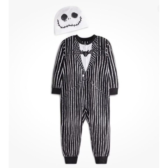 The Nightmare Before Christmas Jack Blanket Sleeper Footed Pajamas Hat 18 Months - Picture 5 of 6